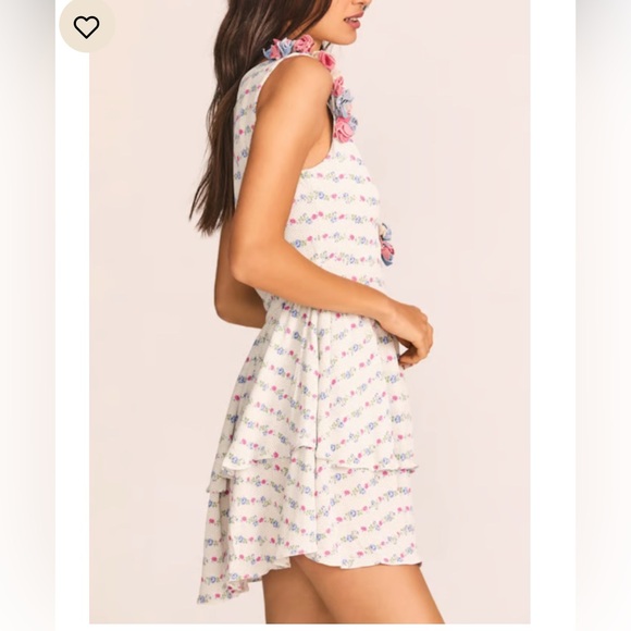 NWT LoveShackFancy White Floral Dress with Pink and Blue Accents - Picture 5 of 6
